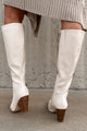 Seal The Deal Faux Leather Knee High Billini Boots (Alabaster) - NanaMacs