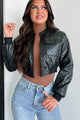 Take A Hint Quilted Faux Leather Bomber Jacket (Black) - NanaMacs