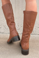 Vermont Strolls Mid-Shaft Faux Leather Boots (Cognac) - NanaMacs