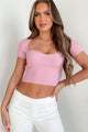 No One Cuter Sweater Knit Crop Top (Pink) - NanaMacs