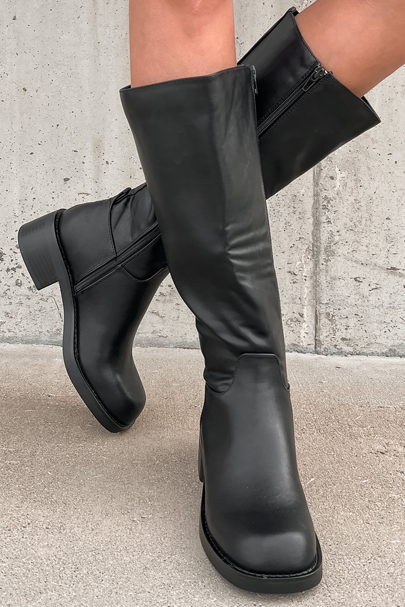 Vermont Strolls Mid-Shaft Faux Leather Boots (Black) - NanaMacs