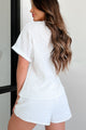 Simple For Summer Textured Top & Shorts Set (White) - NanaMacs