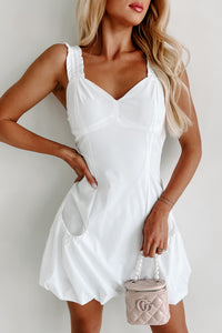 Glimpse Of Happiness Bubble Hem Mini Dress (White) - NanaMacs