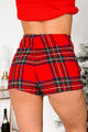 Push Your Buttons Plaid Skort (Red) - NanaMacs