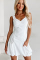 Glimpse Of Happiness Bubble Hem Mini Dress (White) - NanaMacs