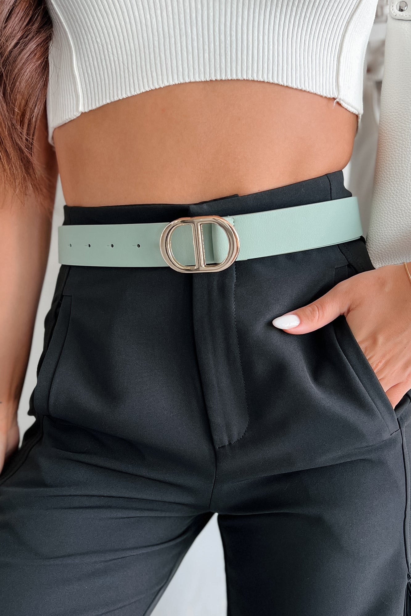 Closet Cornerstone Oval Buckle Belt (Mint/Gold) - NanaMacs