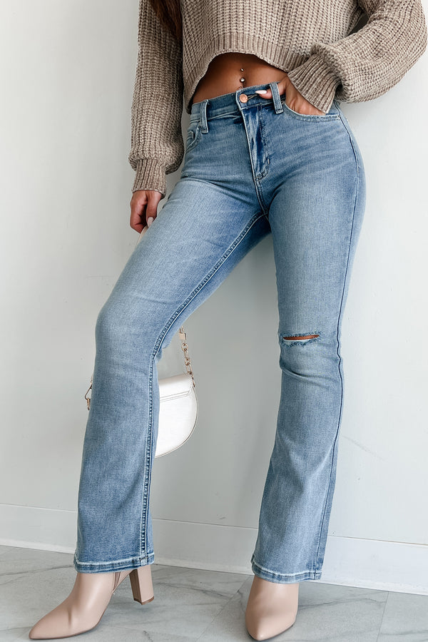 Cressida Mid-Rise Sneak Peek Bootcut Jeans (Light Wash) - NanaMacs