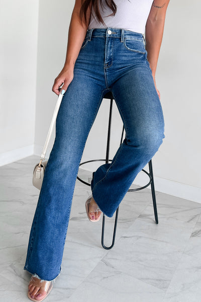 Brynn High Rise Raw Cut Risen Non Distressed Jeans (Dark) - NanaMacs