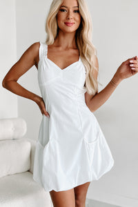 Glimpse Of Happiness Bubble Hem Mini Dress (White) - NanaMacs