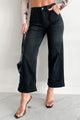 Graham Vervet High Rise Cuffed Wide Leg Jeans (Black)