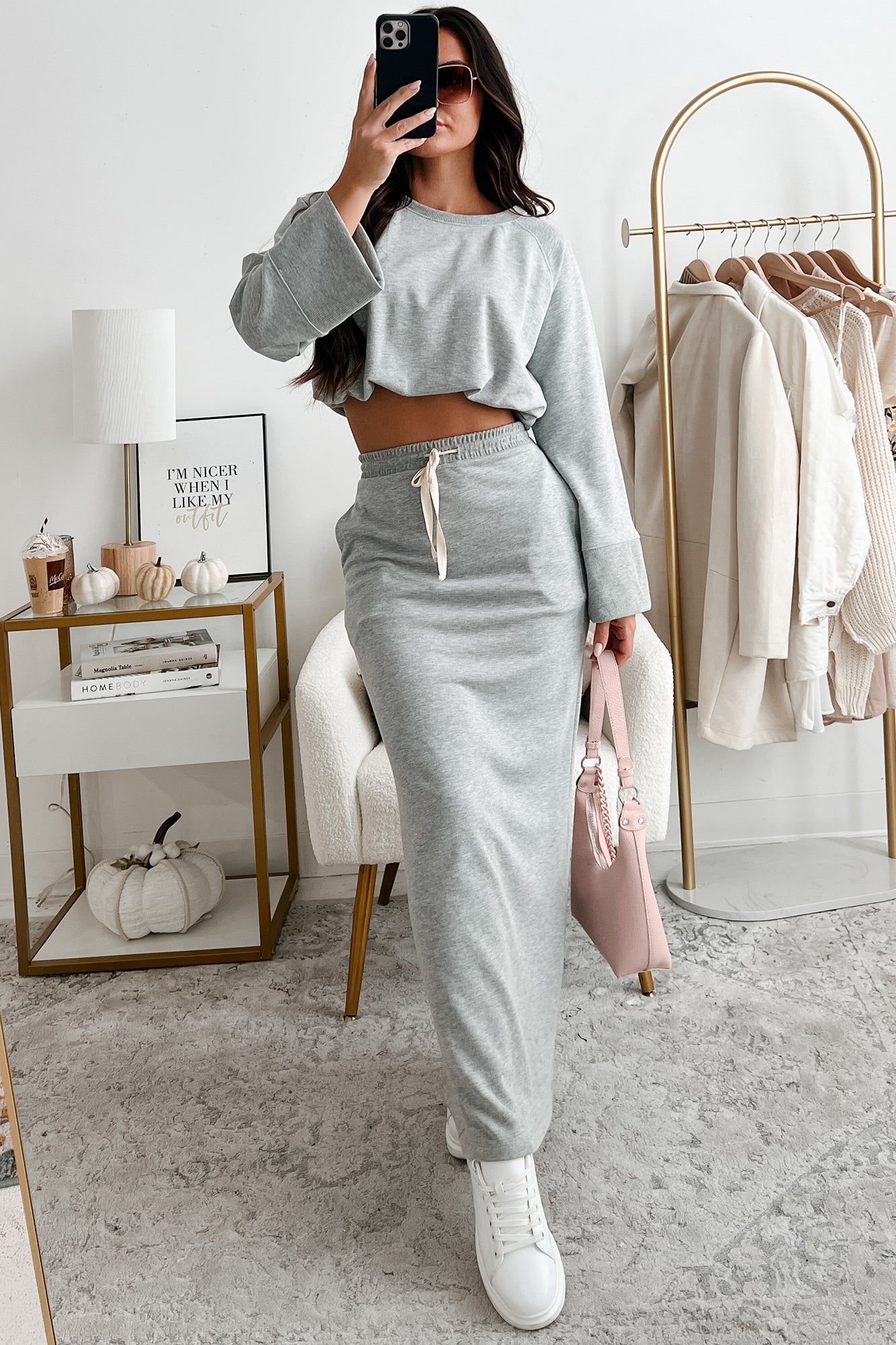 Crop Hem Bubble These Like Times CROPPED SLEEVE BULKY 【まめつぶ】CLANE Top NanaMacs · Grey) (Heather ジャケット・アウター