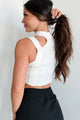 Forming Connections Ribbed Cut-Out Crop Top (Off White) - NanaMacs