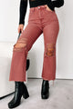 Doyle High Rise 90s Vintage Vervet Crop Flare Jeans (Russet) - NanaMacs