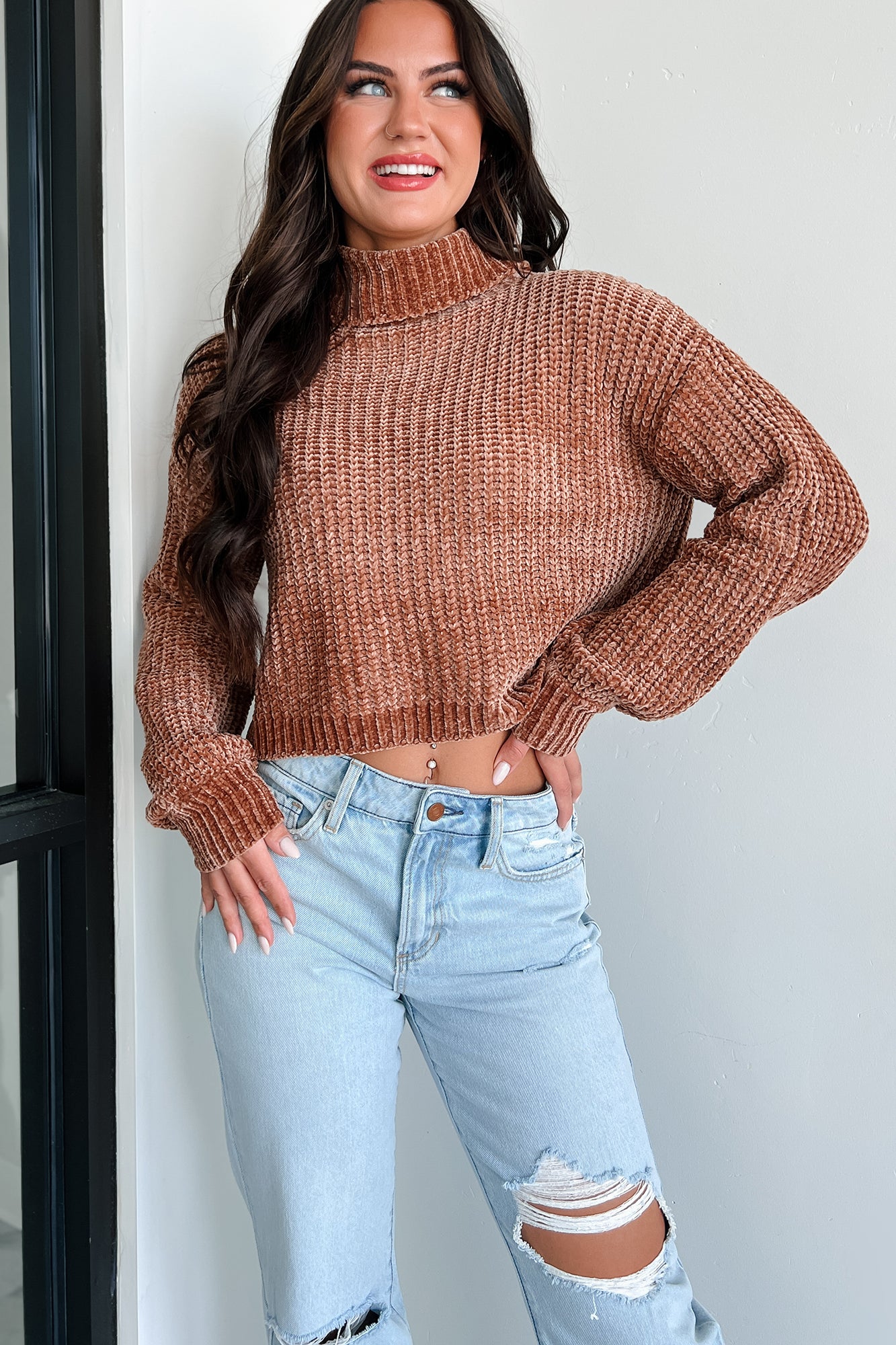 Autumn Comforts Zenana Chenille Sweater (Deep Camel) · NanaMacs