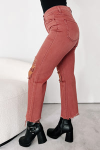 Doyle High Rise 90s Vintage Vervet Crop Flare Jeans (Russet) - NanaMacs