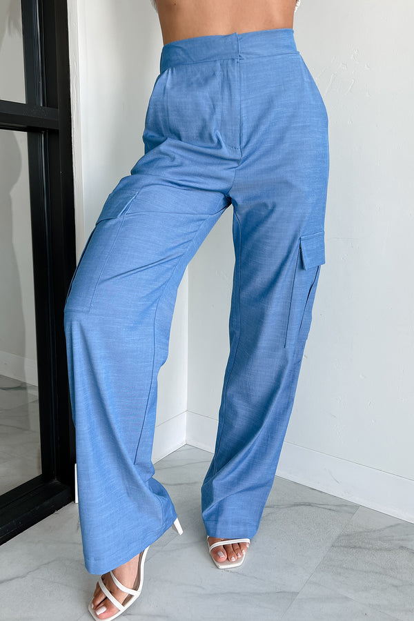 Behind The Smiles High Waist Cargo Pants (Indigo) - NanaMacs