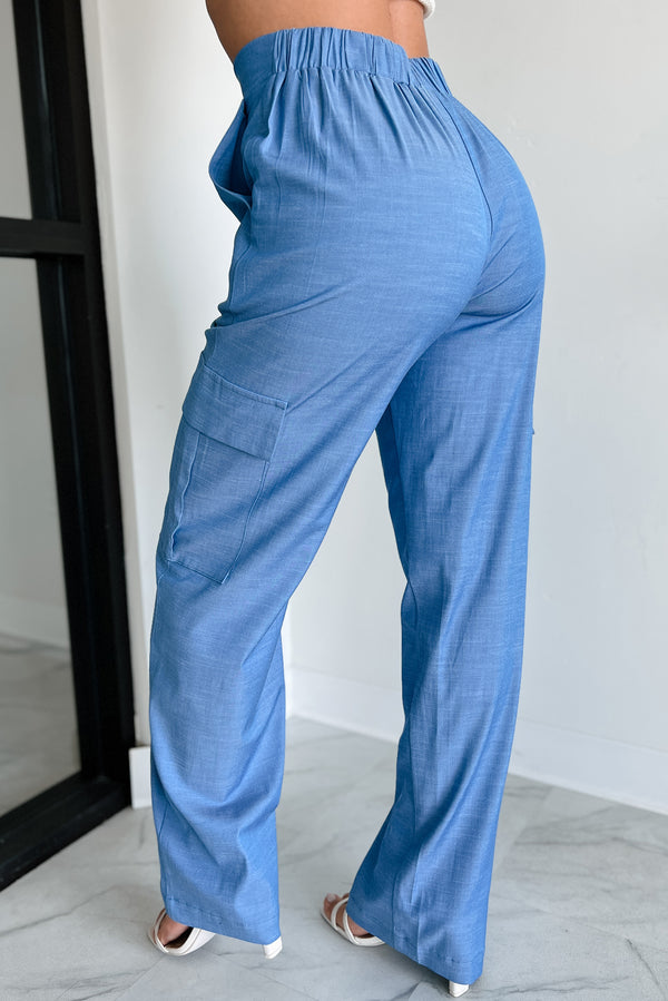 Behind The Smiles High Waist Cargo Pants (Indigo) - NanaMacs