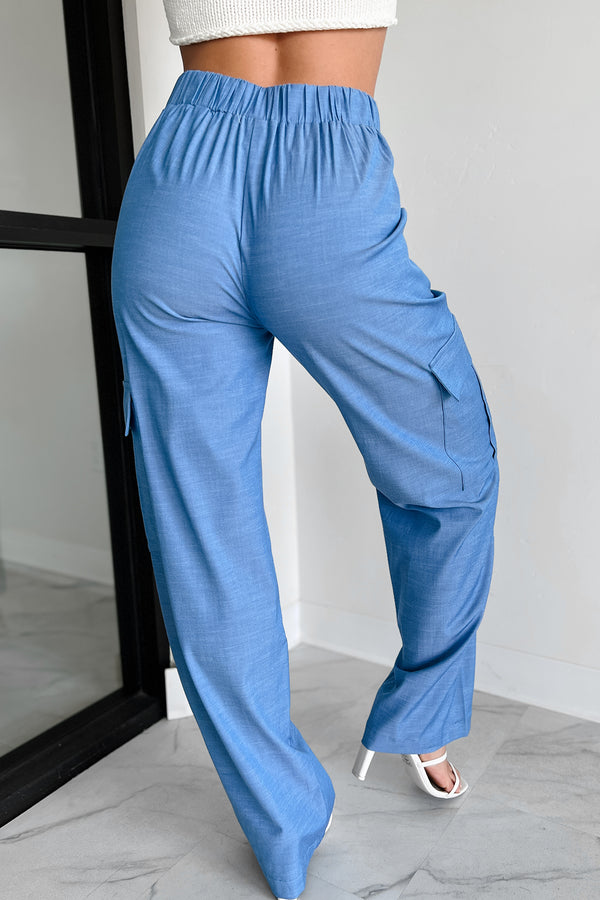 Behind The Smiles High Waist Cargo Pants (Indigo) - NanaMacs