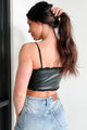 Make 'Em Blush Faux Leather Crop Top (Black) - NanaMacs