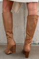 Seal The Deal Faux Leather Knee High Billini Boots (Coffee) - NanaMacs