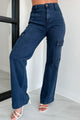 Laith High Rise Wide Leg Risen Cargo Jeans (Blueberry) - NanaMacs