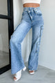 Betting On Myself High Rise Cross-Waist Cargo Jeans (Light) - NanaMacs