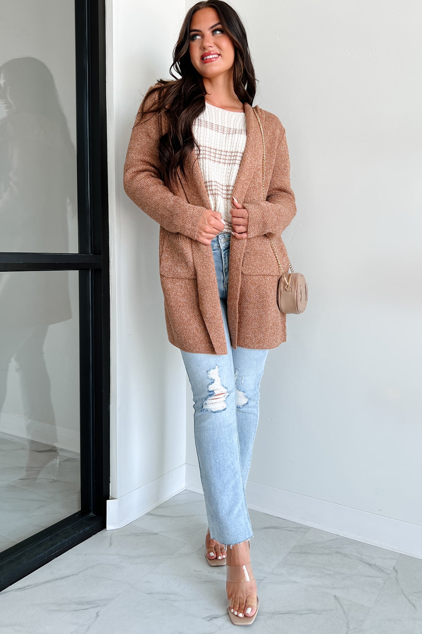 Cue The Cuddles Zenana Hooded Cardigan (Deep Camel) - NanaMacs