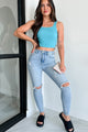 Simply Stated Ribbed Brami Crop Top (Blue Sage) - NanaMacs