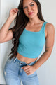 Simply Stated Ribbed Brami Crop Top (Blue Sage) - NanaMacs