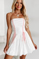 Iconic Reputation Lace-Up Strapless Bubble Dress (Off White) - NanaMacs