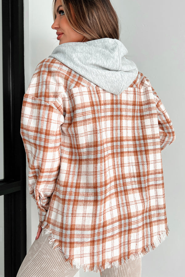 Dex Hooded Plaid Shacket (Camel Mix) - NanaMacs