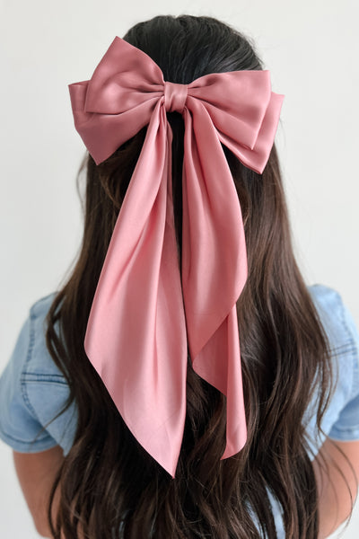 Hello Lovely Barrette Hair Bow (Dusty Rose) - NanaMacs