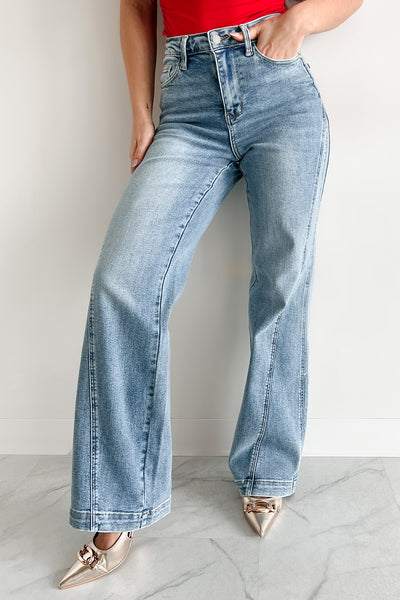 Noah Judy Blue High Rise Retro Seam Wide Leg Jeans (Medium) - NanaMacs