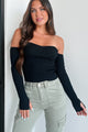 Compelling Charm Off The Shoulder Top (Black) - NanaMacs