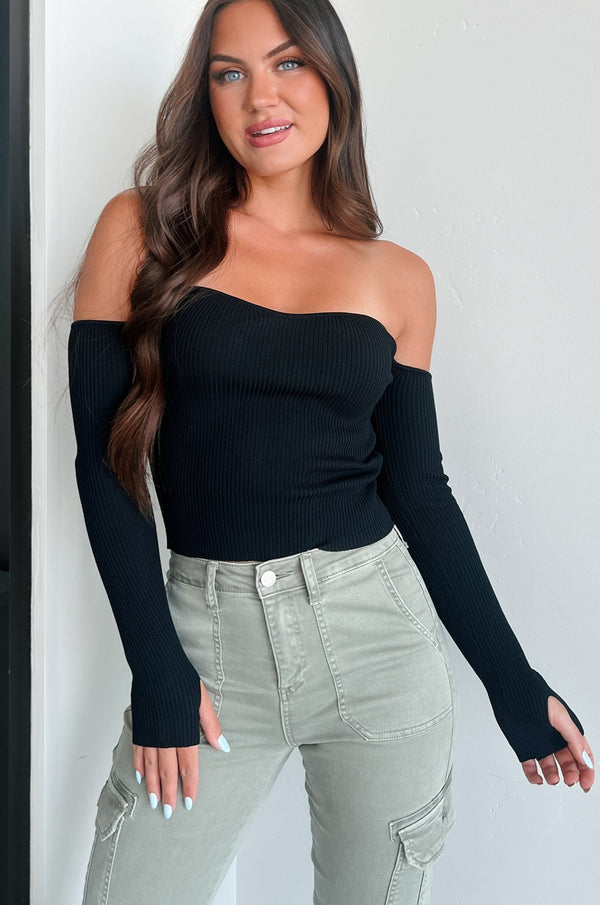 Compelling Charm Off The Shoulder Top (Black) - NanaMacs