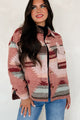 El Paso Evenings Aztec Print Shacket (Burgundy Multi) - NanaMacs