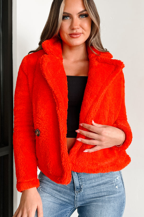 Doorbuster Keep On Wishing Sherpa Jacket (Red-Orange) - NanaMacs