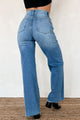 Calder High Rise Distressed Wide Leg Jeans (Medium Stone) - NanaMacs