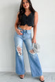 Kyra High Rise Distressed Wide Leg Sneak Peek Jeans (Medium Light) - NanaMacs