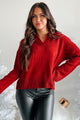 Grounded In Gratitude Oversized Collared Sweater (Burgundy) - NanaMacs