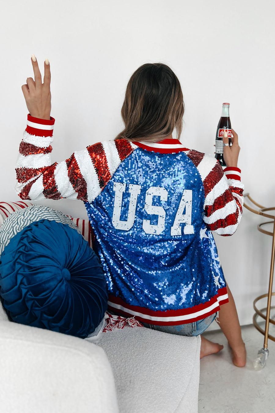 Party Like it's 1776 Sequin Bomber Jacket (American Flag)