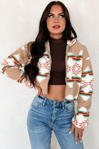 Arizona Nights Aztec Sherpa Jacket (Khaki) - NanaMacs