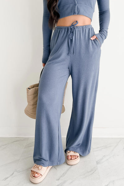 Chasing Calm Relaxed Wide Leg Pants (Dusty Navy) - NanaMacs