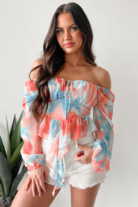 Radiate Good Vibes Pastel Tie-Dye Ruffled Top (Orange Combo) - NanaMacs