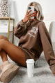 "Good Vibes And Espresso" Graphic Sweatshirt (Brown) - NanaMacs