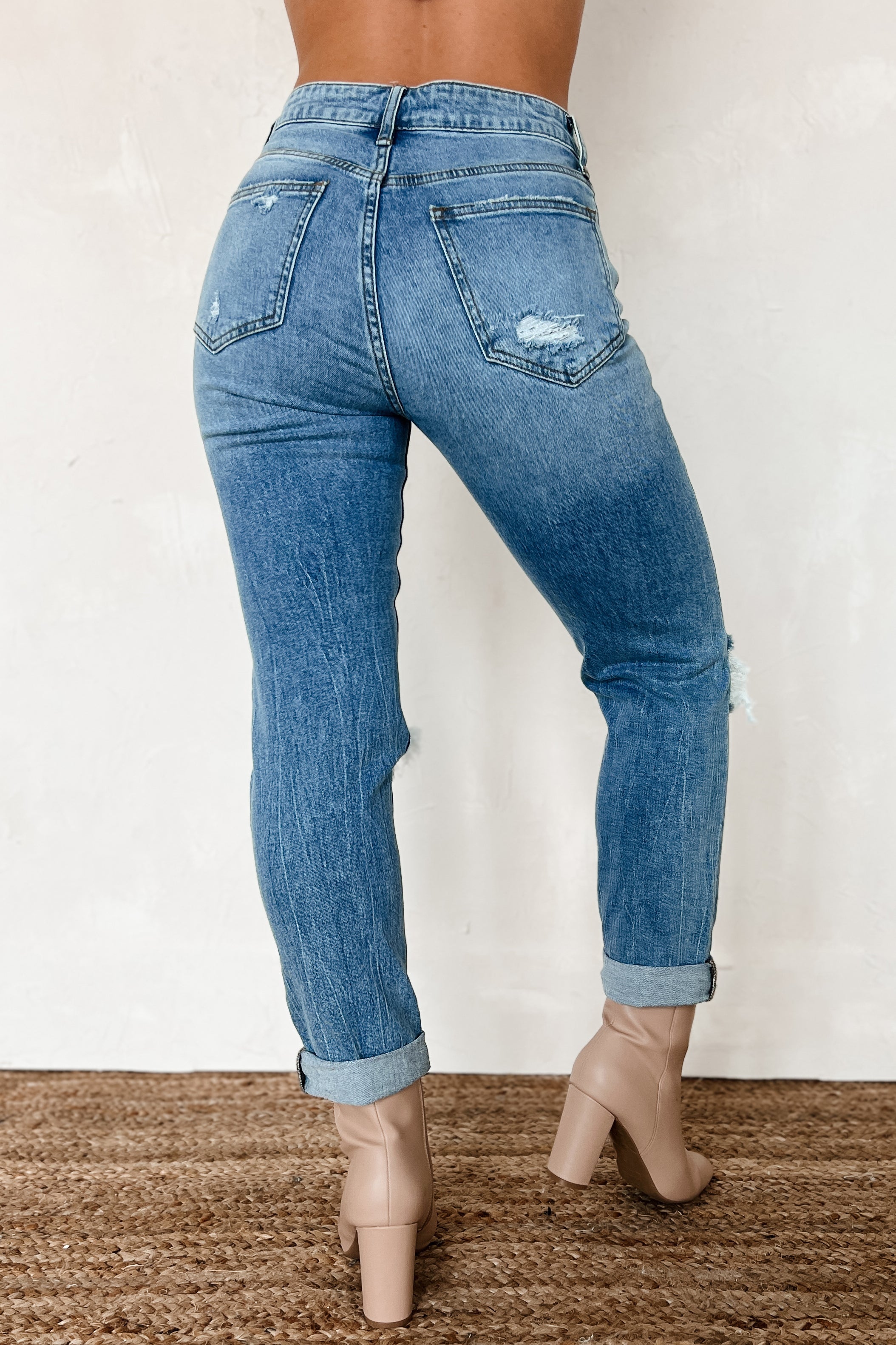 Barry High Rise Distressed Boyfriend Jeans (Medium Denim) · NanaMacs