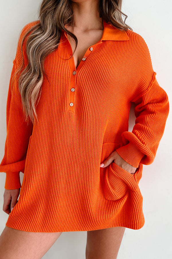 Posh Promises Sweater Knit Mini Dress (Tangerine) - NanaMacs