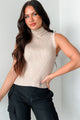 Chic Perspective Turtleneck Sweater Tank (Taupe) - NanaMacs