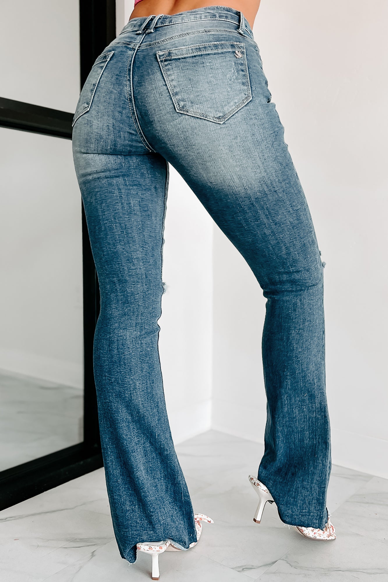 Ember Mid-Rise Distressed Bootcut Jeans (Medium) - NanaMacs