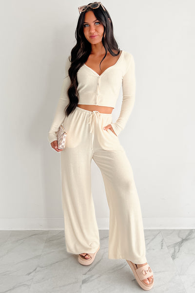 Chasing Calm Relaxed Wide Leg Pants (Cream) - NanaMacs